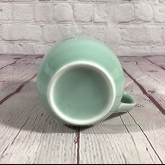 Vintage Green Ceramic Handled Mug with Lid Bird Floral Design - Picture 8 of 9